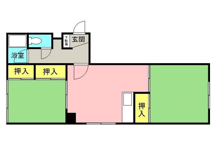 コーポあさや(2LDK/3階)の間取り写真