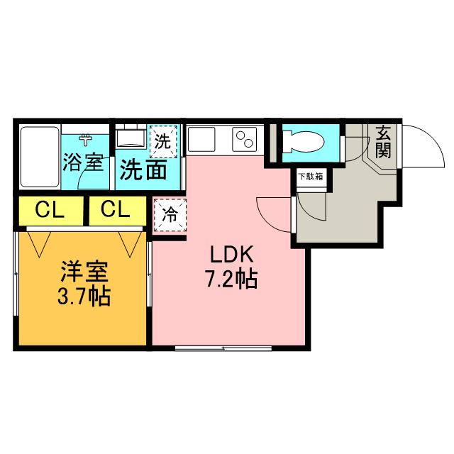 CARRERA本郷(1DK/4階)の間取り写真