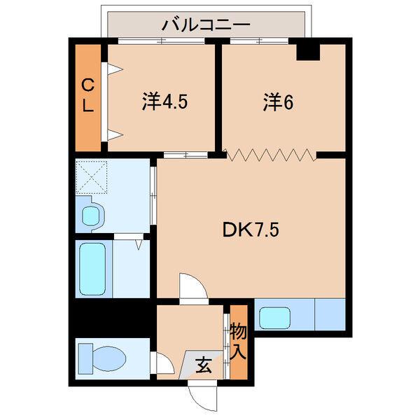 アルファコスモ2(2DK/3階)の間取り写真