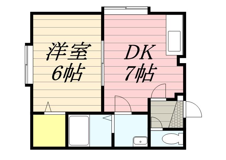 カーサ北35(1DK/2階)の間取り写真