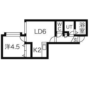 グランディオール元町(1LDK/2階)の間取り写真