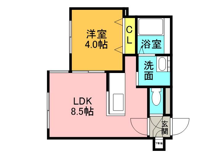 PRIME COURT麻生中央(1LDK/1階)の間取り写真