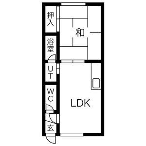 ロイヤルマンション(1DK/3階)の間取り写真