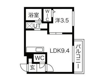 ASTAGE麻生(1LDK/2階)の間取り写真