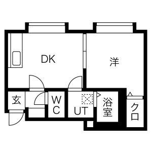 カステル麻生(1DK/1階)の間取り写真