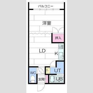 黄金マンション(1DK/2階)の間取り写真
