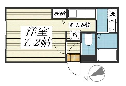 エルプレシア中の島(1K/1階)の間取り写真