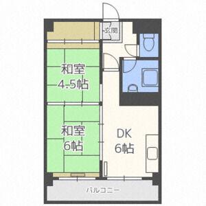 アルファスクエア北13条(2DK/4階)の間取り写真