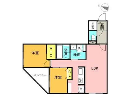 エフュート北19条(2LDK/4階)の間取り写真