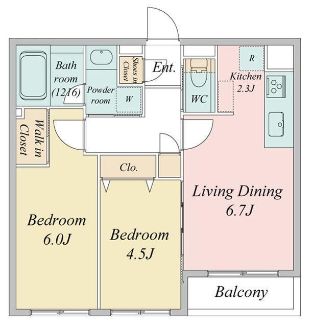 LIVECASA白石(2DK/4階)の間取り写真