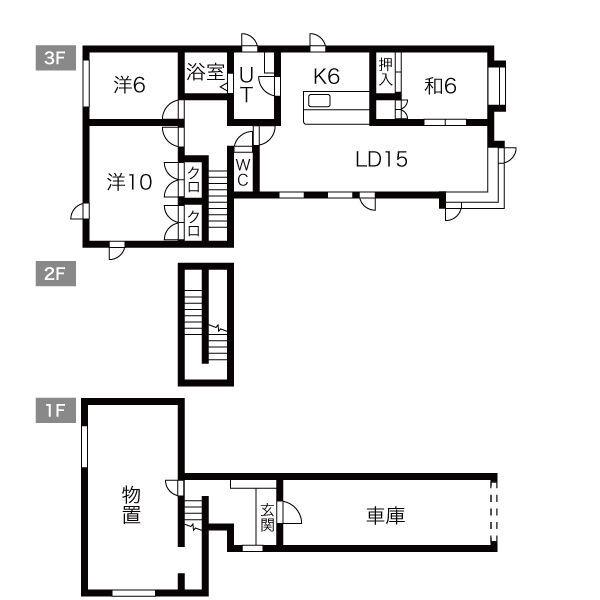 リジョイス参番館(3LDK/3階)の間取り写真