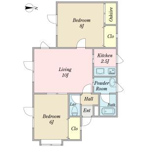 ΑNEXTウールー(2LDK/2階)の間取り写真