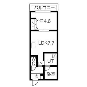 MONACO(1DK/2階)の間取り写真