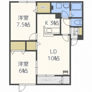 ファミール元町(2LDK/3階)の間取り写真