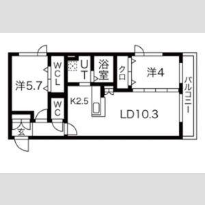 アルファスクエア菊水2条(2LDK/3階)の間取り写真