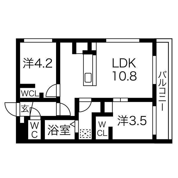 ベルツリーN19(2LDK/1階)の間取り写真