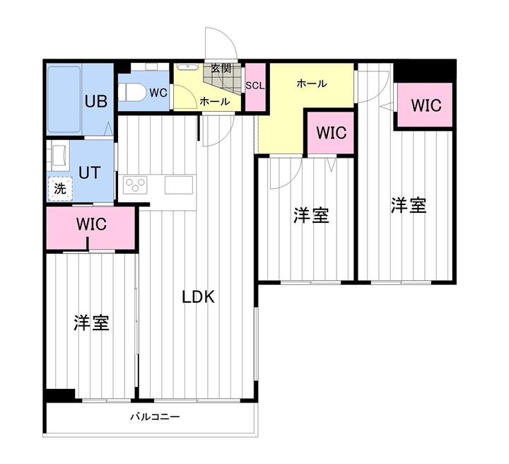 ONE YAMAHANA(3LDK/5階)の間取り写真