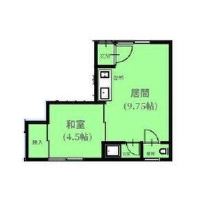 恵マンション(1DK/2階)の間取り写真