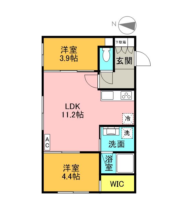 メルヴェーユ麻生(2LDK/3階)の間取り写真