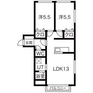 パルティールTM LSE(2LDK/2階)の間取り写真