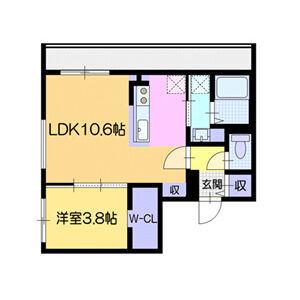 ラ・シュエット元町(1LDK/4階)の間取り写真