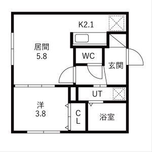 福住1-1MS(1LDK/1階)の間取り写真