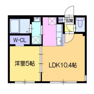 ヴォヤージュ菊水(1LDK/1階)の間取り写真