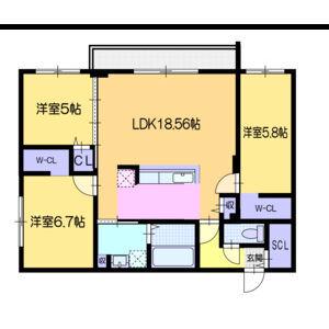 ヴォヤージュ菊水(3LDK/2階)の間取り写真