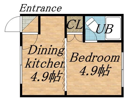 サンハイツA棟(1DK/2階)の間取り写真