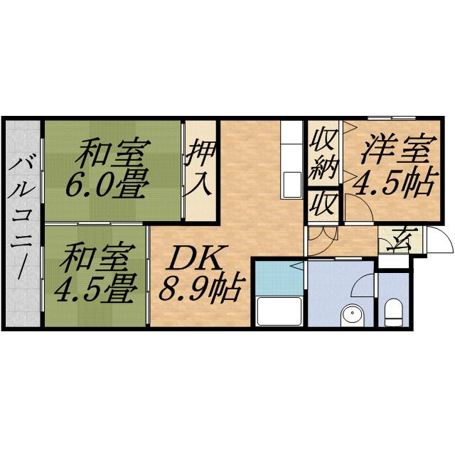 アルファ創成川公園(3DK/4階)の間取り写真
