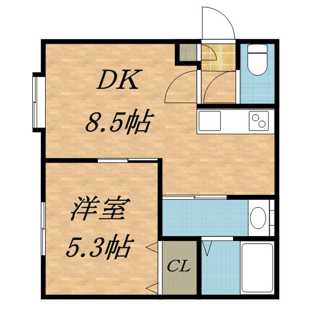 エスパニア札幌Ⅱ(1LDK/2階)の間取り写真