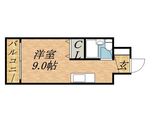 メゾン・ド・シュヴァル(ワンルーム/1階)の間取り写真