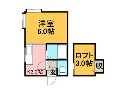 ロワジール麻生(1K/3階)の間取り写真
