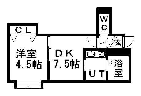 STコート東札幌(1DK/3階)の間取り写真