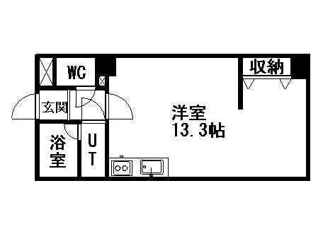 モンターニュプログレ(1DK/4階)の間取り写真