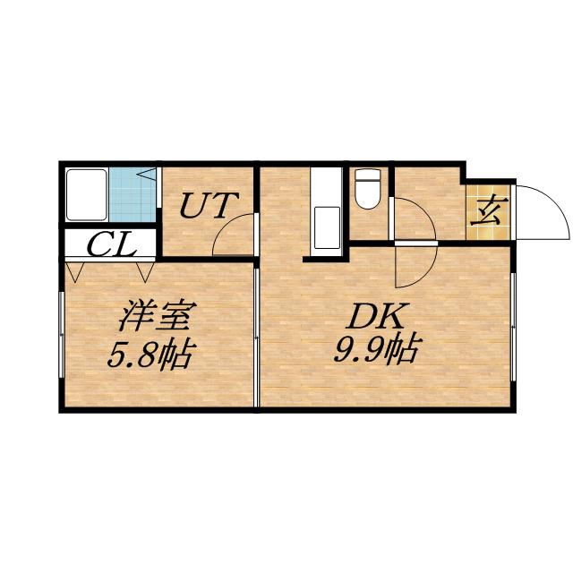 ウイング北14条(1LDK/1階)の間取り写真