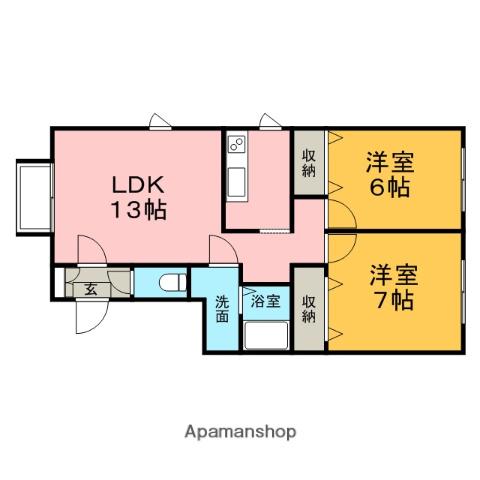 オーガストⅠ(2LDK/2階)の間取り写真