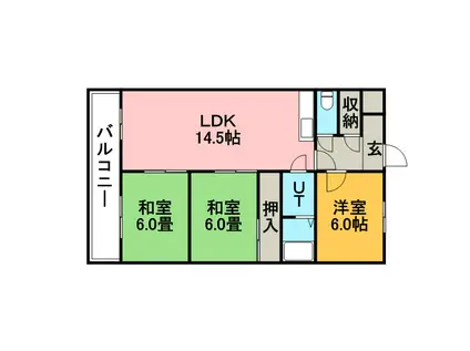 コスモロイヤル東苗穂A棟(3LDK/4階)の間取り写真