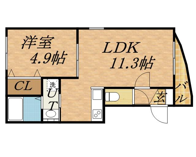 ハイパールN36(1LDK/2階)の間取り写真