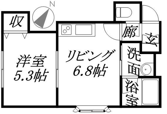 ミレニアム学園前(1DK/2階)の間取り写真
