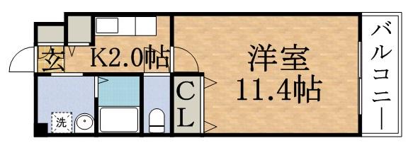 S-FORT札幌N15(1K/2階)の間取り写真
