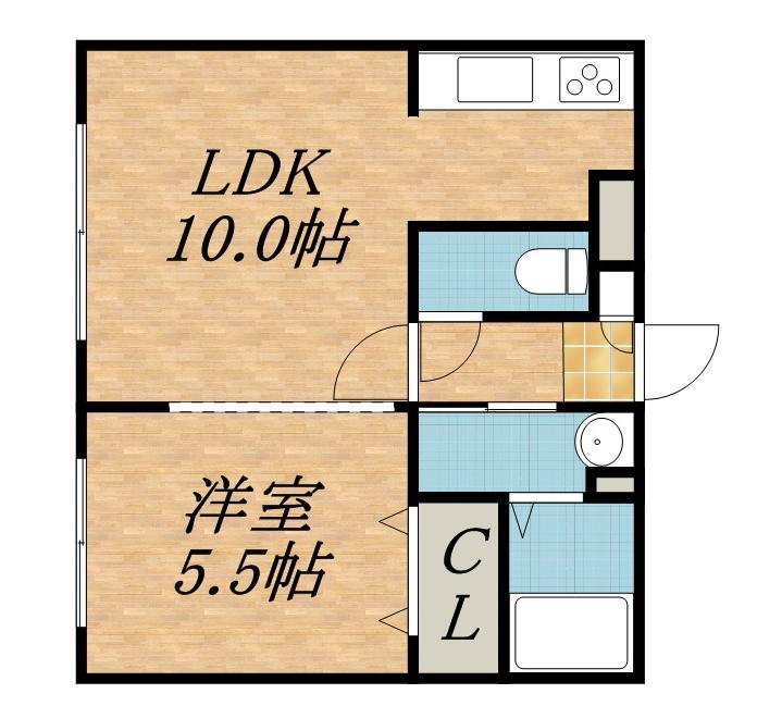 リバーサイドN24(1LDK/2階)の間取り写真