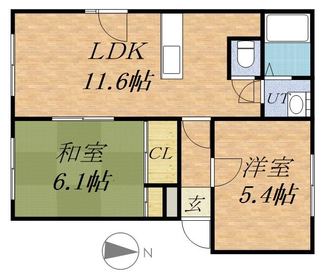 GRACE麻生(2LDK/2階)の間取り写真