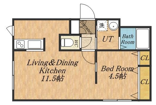 CHISE発寒南(1LDK/1階)の間取り写真