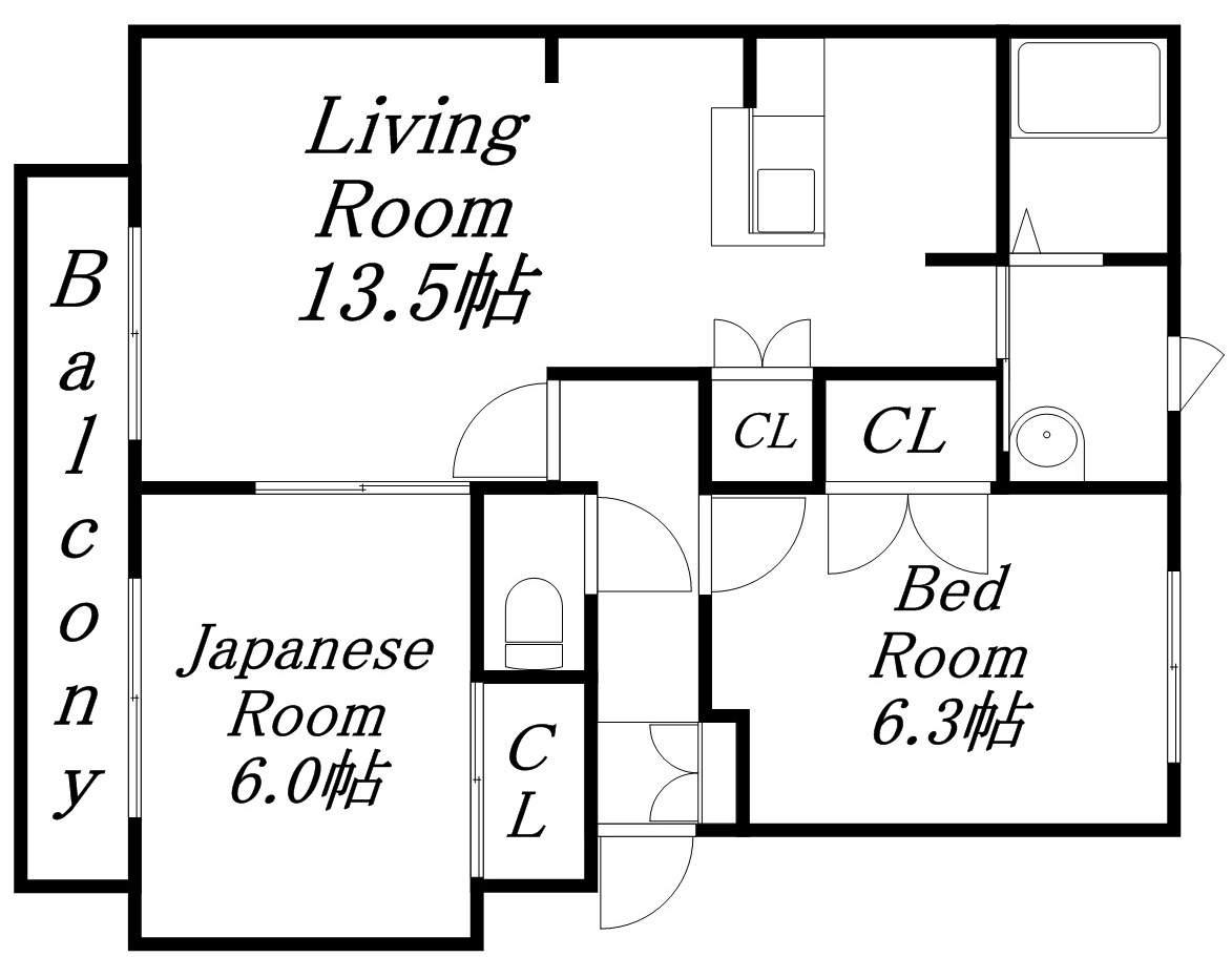 パークハイツD(2LDK/4階)の間取り写真