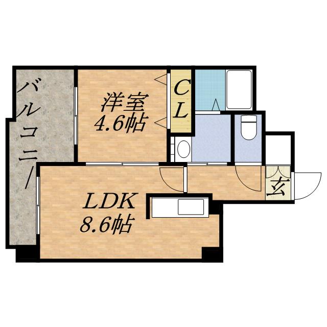 S-FORT北大前(1LDK/2階)の間取り写真