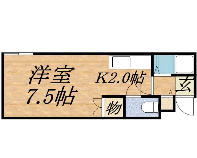 プラザイン桑園(1K/2階)の間取り写真