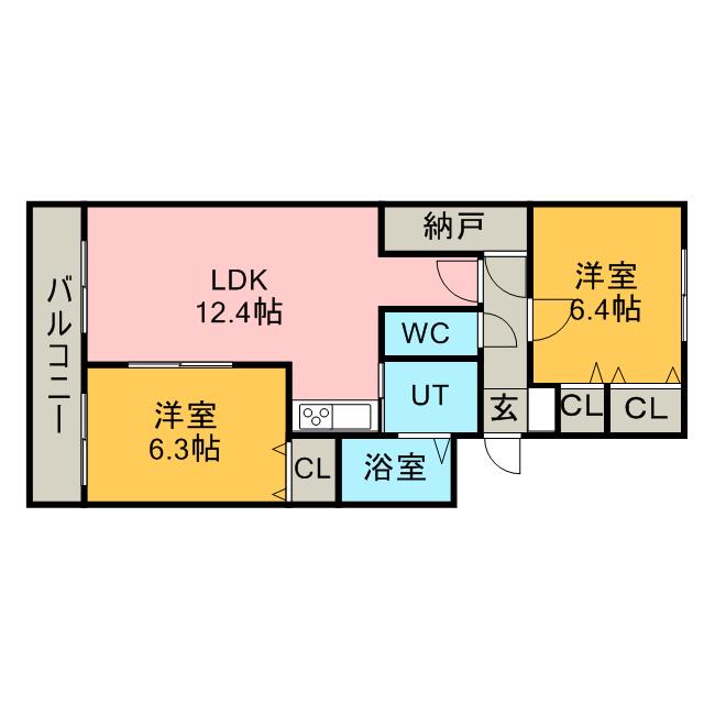 アメニティ発寒(2LDK/3階)の間取り写真