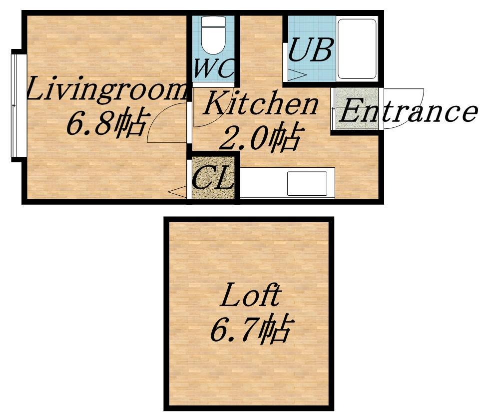 フラット麻生(1K/1階)の間取り写真