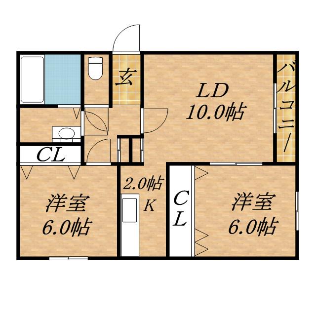 アビタ北11条(2LDK/1階)の間取り写真